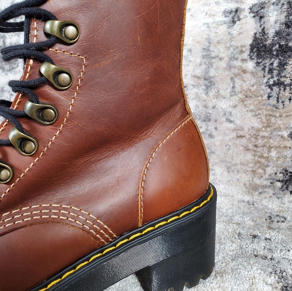 Dr. Martens Women's Leona Tan Farrier Leather Heeled Boots Size 6 - Picture 5 of 12